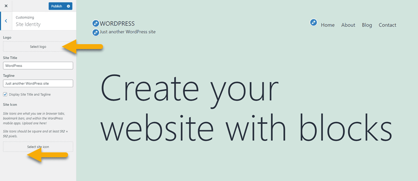 Setting up your website logo and site icon